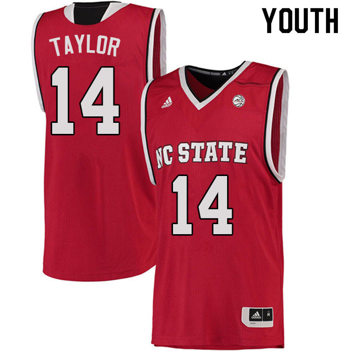Youth #14 A.J. Taylor NC State Wolfpack College Basketball Jerseys Sale-Red